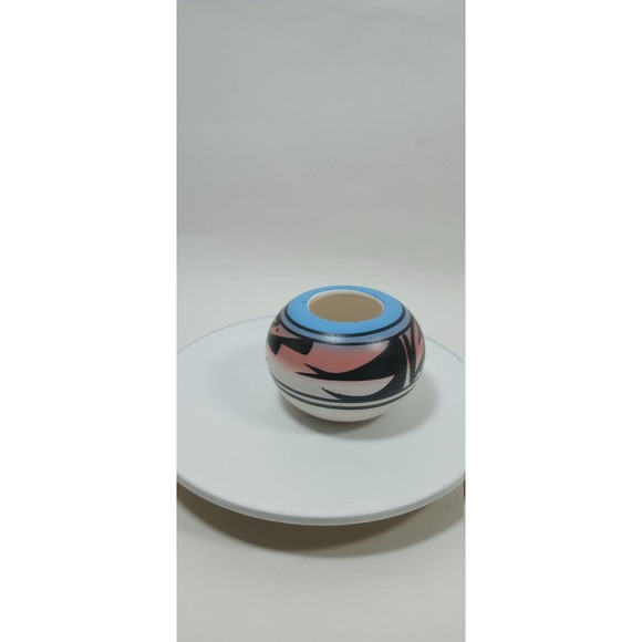 Vintage Mini Southwestern Native American Bud Vase Hand Painted Signed (bvb) - Picture 2 of 6